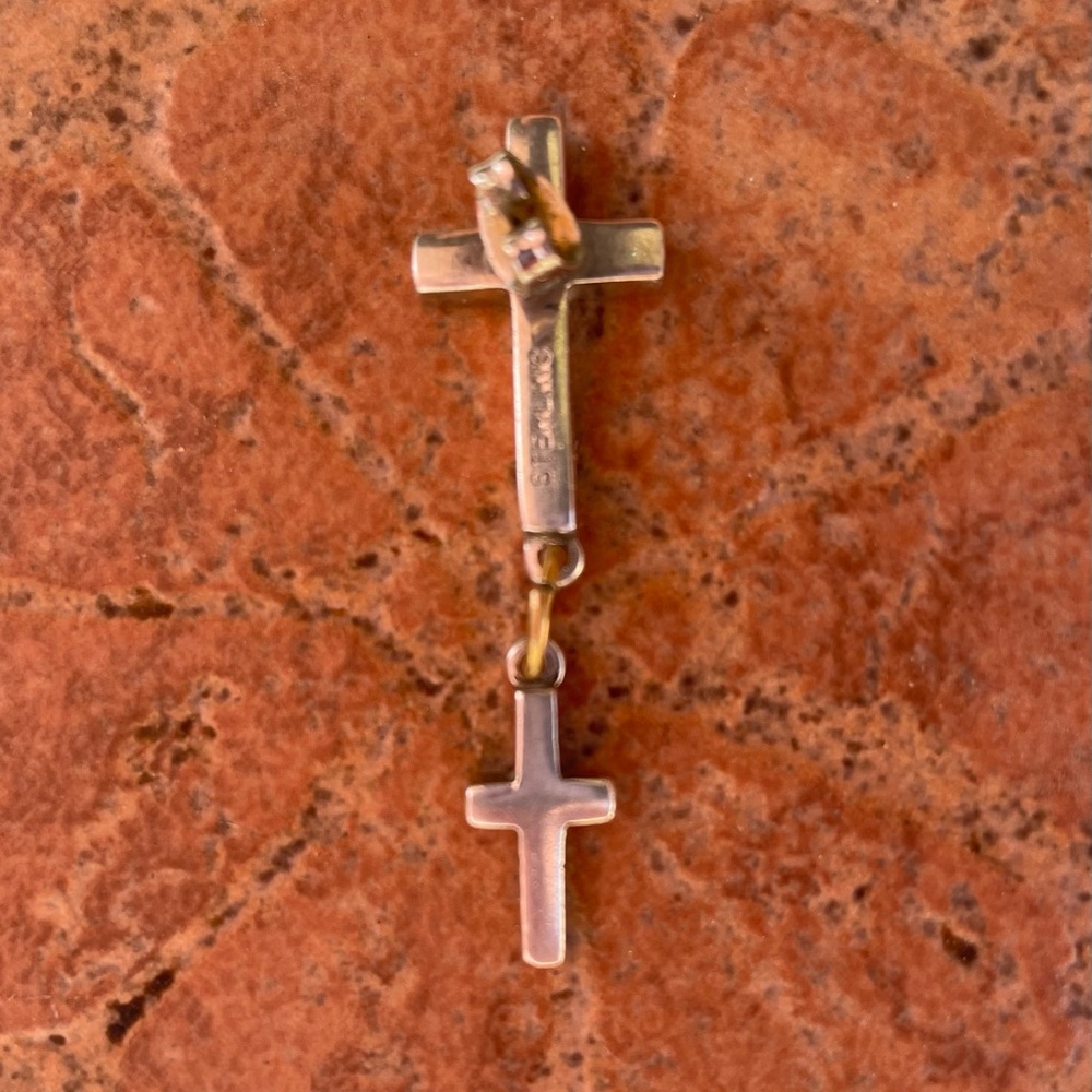 Sterling Silver Pierced Dangle Cross Earring - Picture 8 of 9